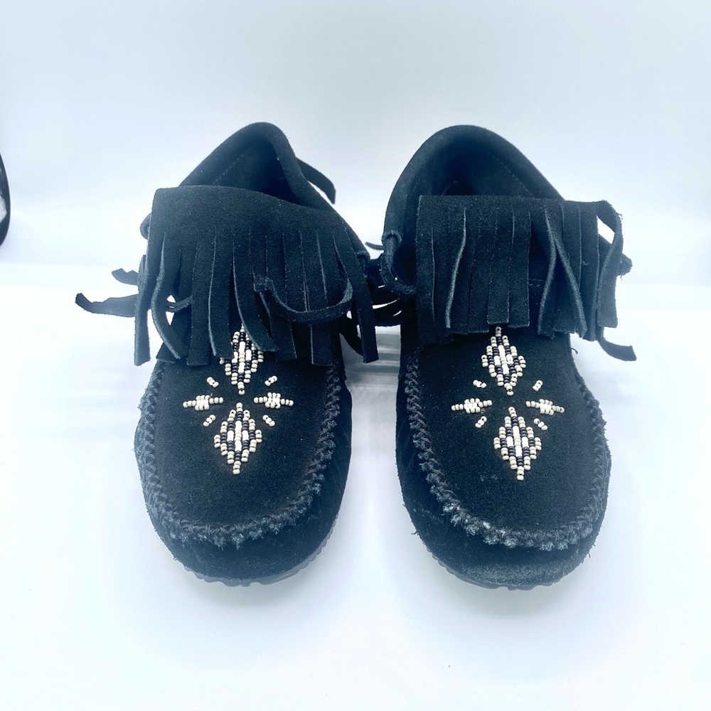Manitobah Mukluks Suede Harvester Moccasin Booties Boots Black Womens Shoes 6 US